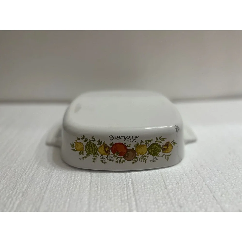 Corning‎ Ware L'Echalote Vegetable Pattern Baking Dish Square Small Vintage